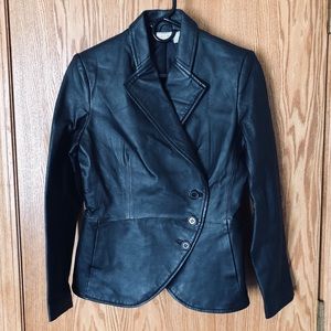 Newport News Asymmetrical Peplum Leather Jacket